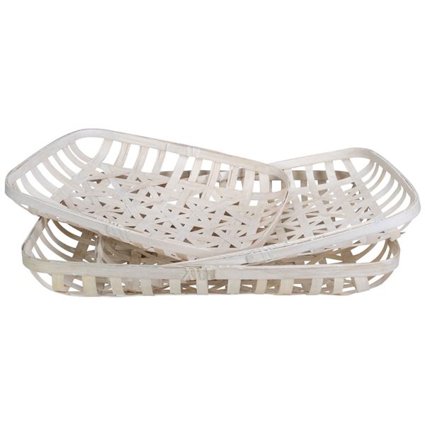 Northlight 3-Pc Rectangular Lattice Tobacco Baskets - White
