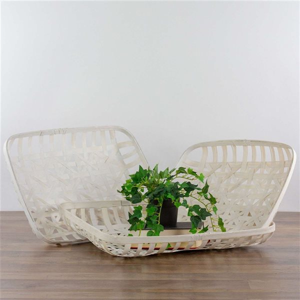 Northlight 3-Pc Rectangular Lattice Tobacco Baskets - White