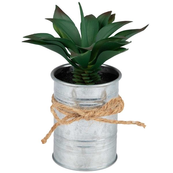 Northlight 7-in Green Tropical Artificial Foliage - Tin Planter