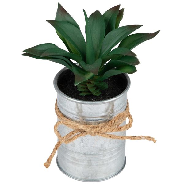 Northlight 7-in Green Tropical Artificial Foliage - Tin Planter