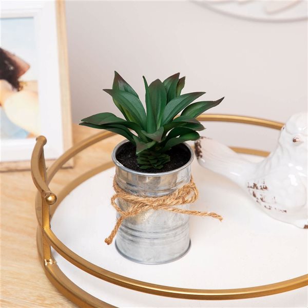 Northlight 7-in Green Tropical Artificial Foliage - Tin Planter