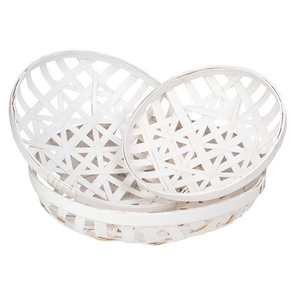 Northlight 3-Pc Round Lattice Tobacco Baskets - Snow White