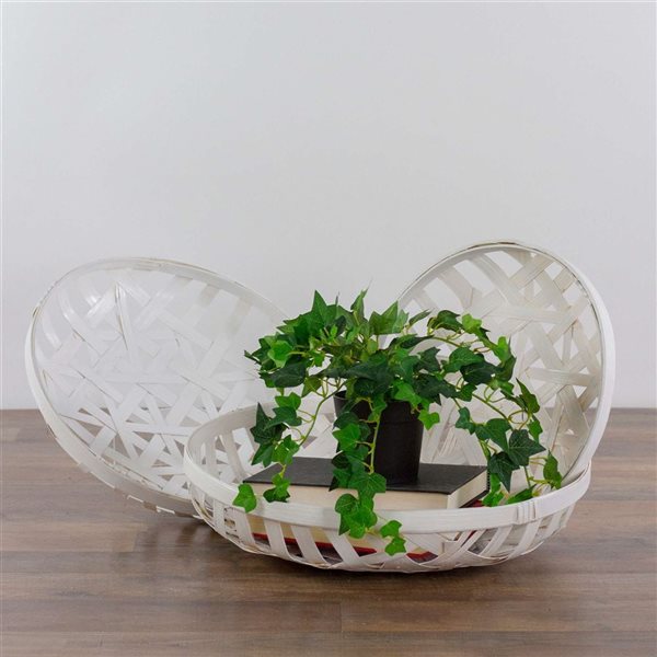 Northlight 3-Pc Round Lattice Tobacco Baskets - Snow White