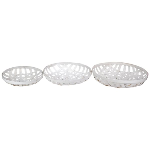 Northlight 3-Pc Round Lattice Tobacco Baskets - Snow White