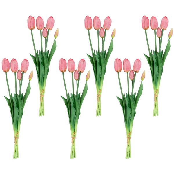 Northlight 18-in 6-Pc Real Touch Pink Artificial Tulip Floral Bundles
