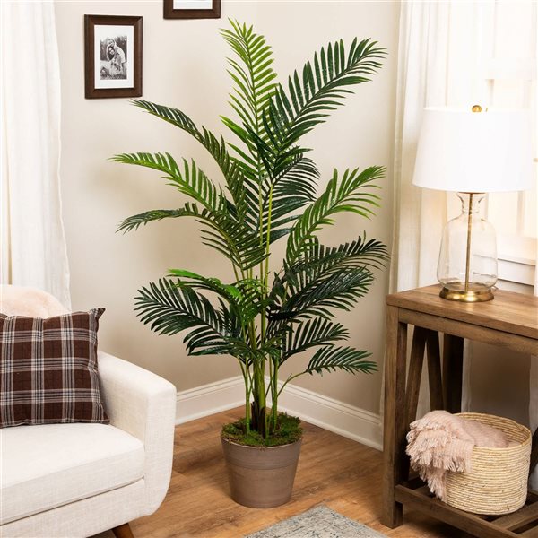 Northlight 5.25-ft Potted Artificial Green Areca Palm Tree