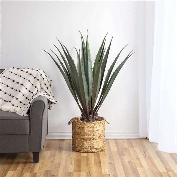 Northlight 43-in Real Touch Artificial Agave Succulent Plant - Black Pot