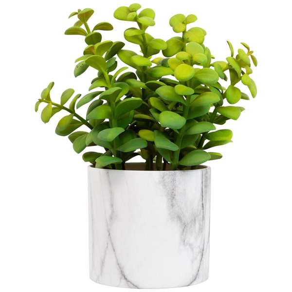Northlight 8.5-in Artificial Privet Plant - Faux Marble Pot Green