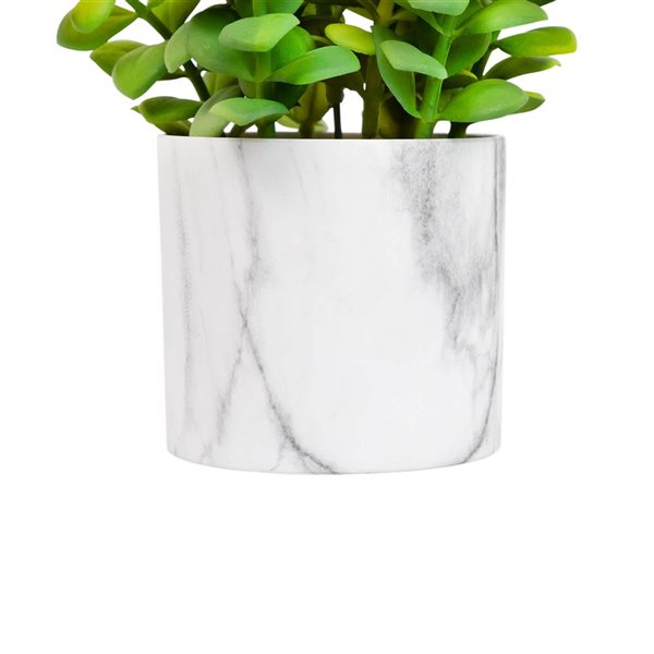 Northlight 8.5-in Artificial Privet Plant - Faux Marble Pot Green