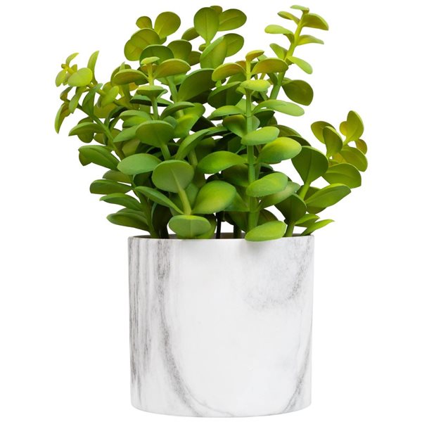 Northlight 8.5-in Artificial Privet Plant - Faux Marble Pot Green