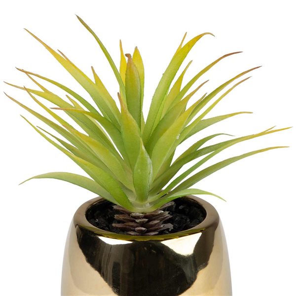 Northlight 7-in Artificial Agave Plant - Gold Ceramic Pot