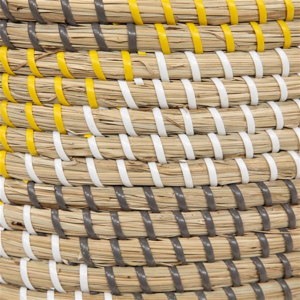 Northlight 9.75-in 3-Pc Striped Olive and Beige Woven Seagrass Baskets
