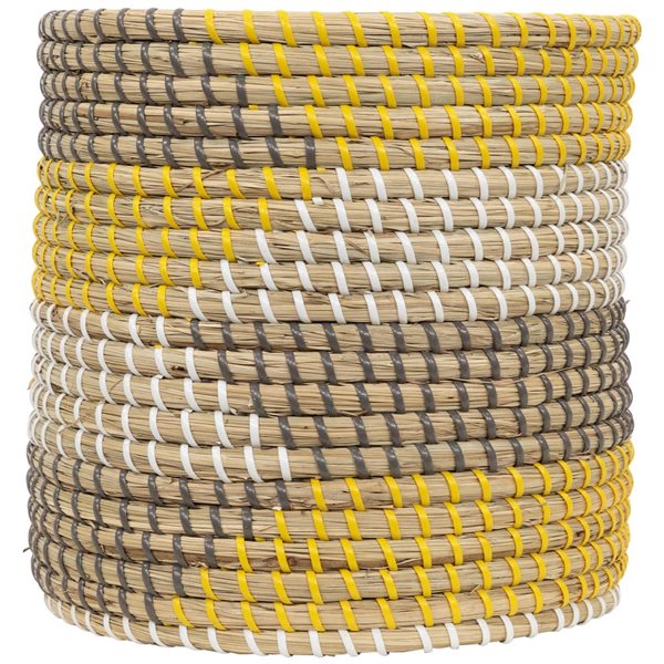 Northlight 9.75-in 3-Pc Striped Olive and Beige Woven Seagrass Baskets