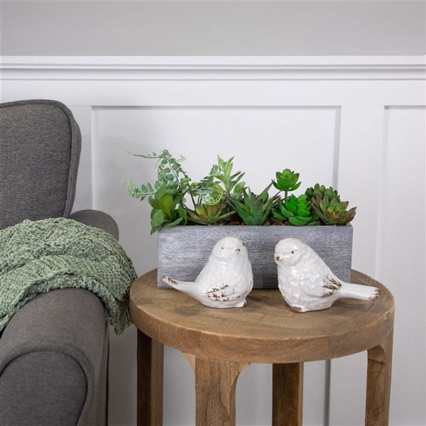 Northlight 12-in Artificial Mixed Succulent Plants in Rectangular Planter