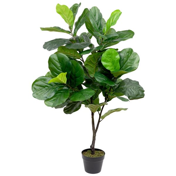 Northlight 4-ft Potted Two-Tone Green Artificial Wide Fiddle Leaf Fig Tree
