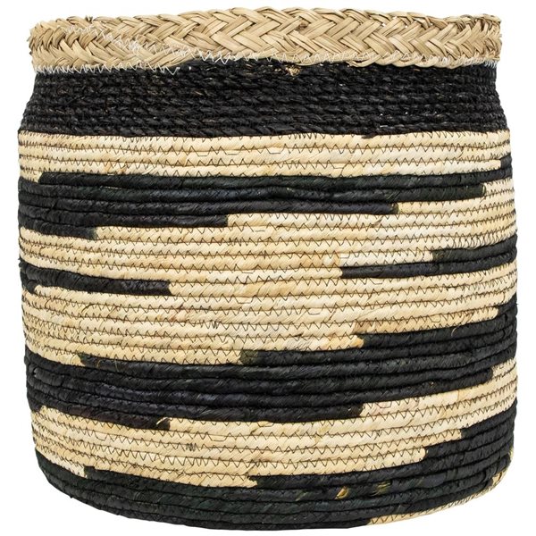 Northlight 15.5-in 3-Pc Black and Beige Zig Zag Sewn Seagrass Storage Baskets