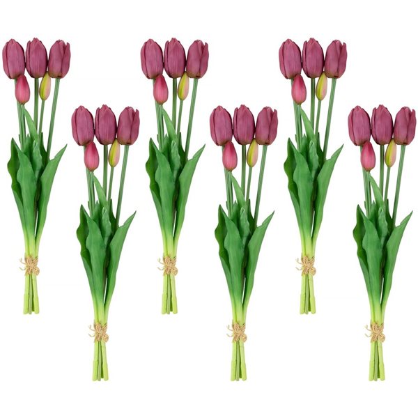 Northlight 18-in Real Touch Purple Artificial Tulip Floral Bundles - Set of 6