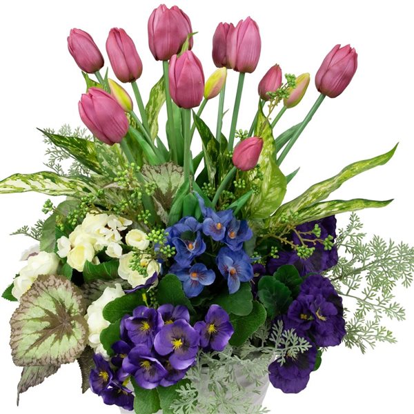 Northlight 18-in Real Touch Purple Artificial Tulip Floral Bundles - Set of 6
