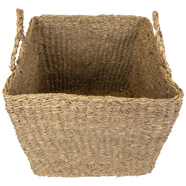 Northlight 4-Pc Rustic Square Wicker Table and Floor Baskets - Brown