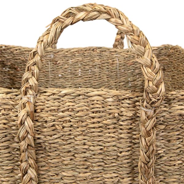 Northlight 4-Pc Rustic Square Wicker Table and Floor Baskets - Brown