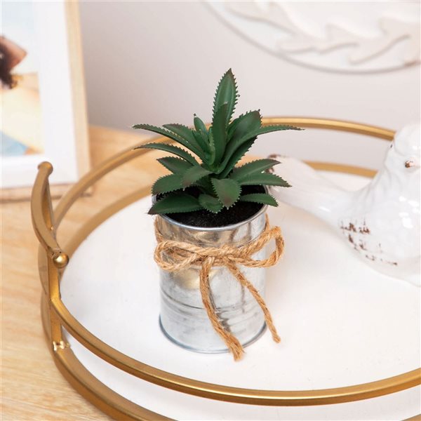 Northlight Mini Tropical Succulent Artificial Plant in Tin Pot - 6-in