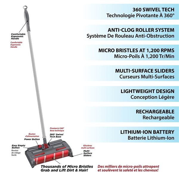 As Seen On TV Voom Sweeper Cordless Lightweight Rechargeable Power Sweeper