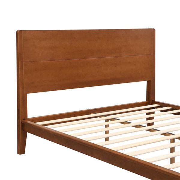 Best Selling Home Décor 64-in Mid Century Modern Solid Bamboo Queen Size Platform Bed with Wood Slat Support