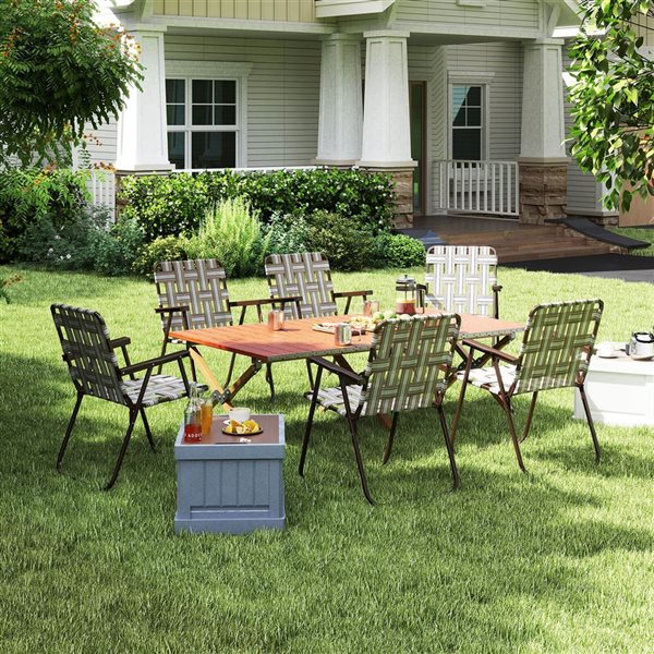 Set pf 6 Costway Folding Beach Chairs w/ Armrests for Adults up to 330-lb - Brown