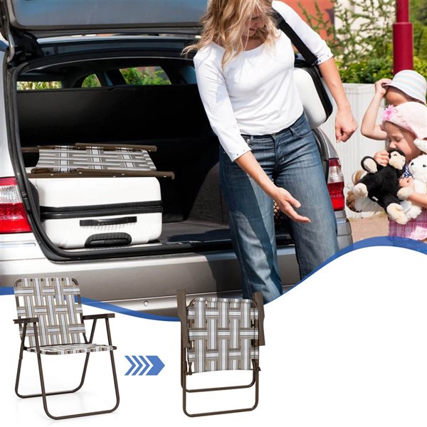 Set pf 6 Costway Folding Beach Chairs w/ Armrests for Adults up to 330-lb - Brown