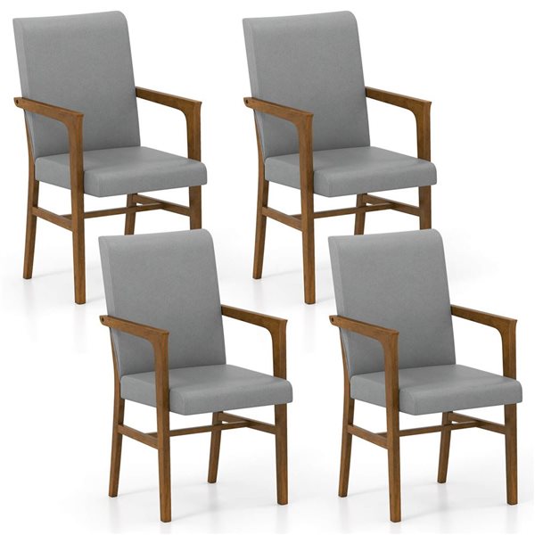 Set of 4 Costway Mid-Century Modern Upholstered Dining Chairs - Walnut