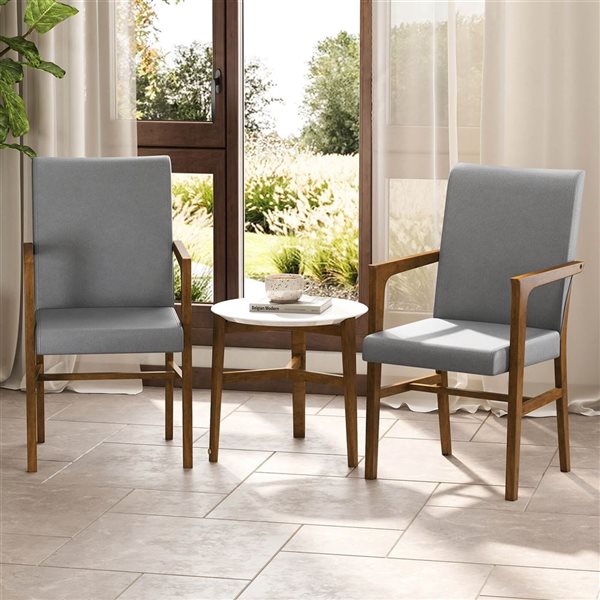 Set of 4 Costway Mid-Century Modern Upholstered Dining Chairs - Walnut