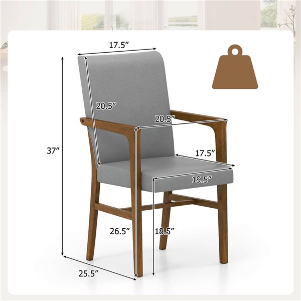 Set of 4 Costway Mid-Century Modern Upholstered Dining Chairs - Walnut