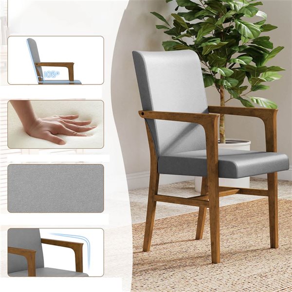 Set of 4 Costway Mid-Century Modern Upholstered Dining Chairs - Walnut