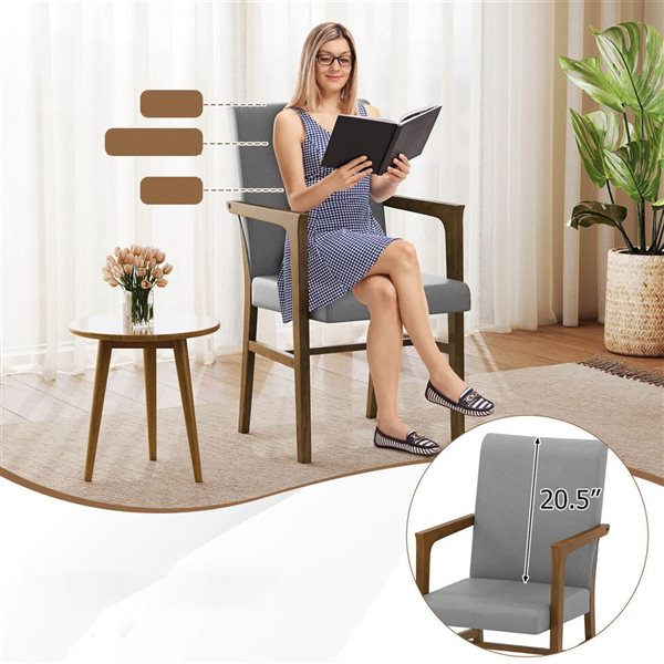 Set of 4 Costway Mid-Century Modern Upholstered Dining Chairs - Walnut