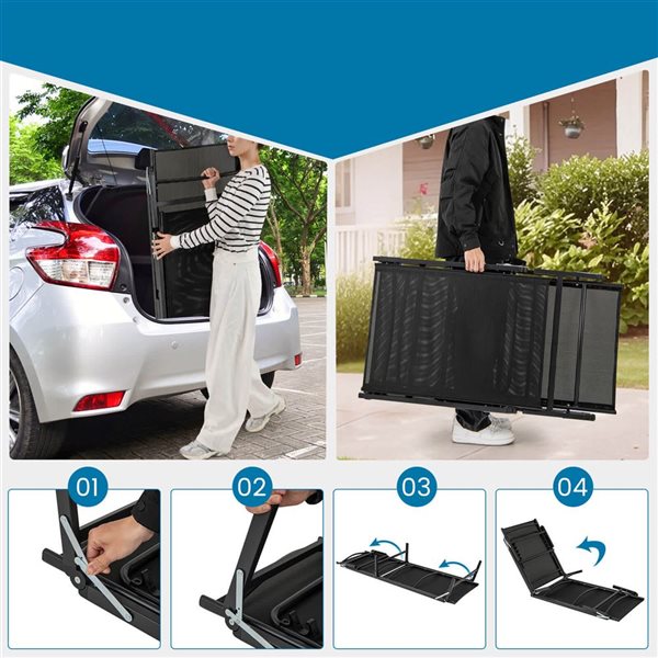 Set of 2 Costway Folding Lounge Chairs w/ 5-position Backrest - Black