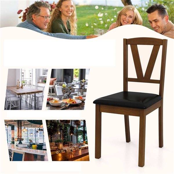 Set of 4 Costway Dining Chairs w/ High Backrest and PU Leather Upholstered Seat - Black