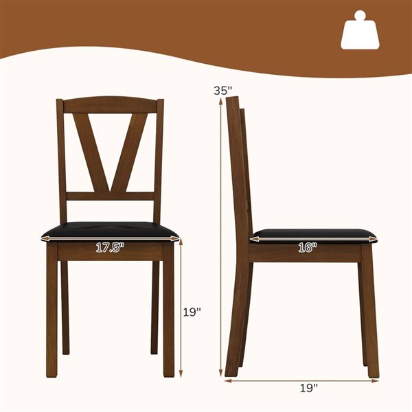 Set of 4 Costway Dining Chairs w/ High Backrest and PU Leather Upholstered Seat - Black