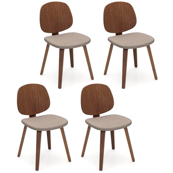 Set of 4 Costway Modern Armless Dining Chairs w/ Chenille Upholstery - Greige