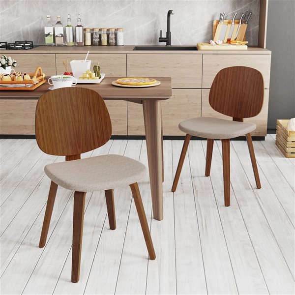 Set of 4 Costway Modern Armless Dining Chairs w/ Chenille Upholstery - Greige