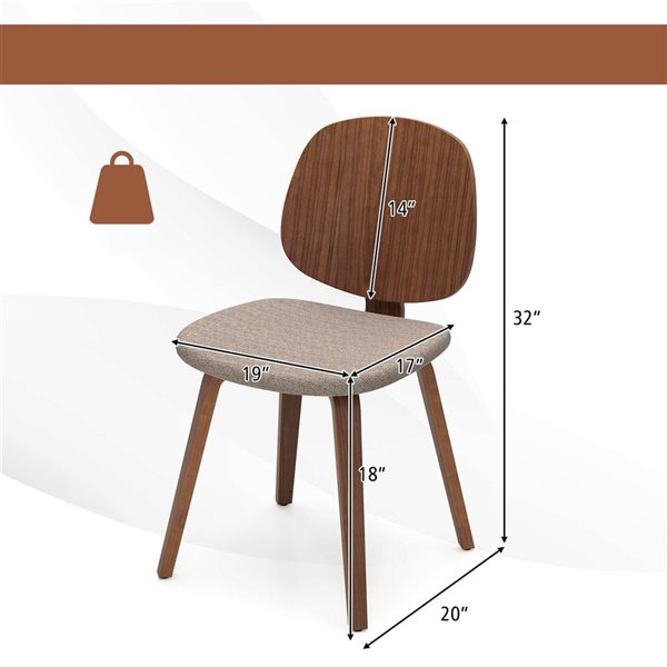 Set of 4 Costway Modern Armless Dining Chairs w/ Chenille Upholstery - Greige