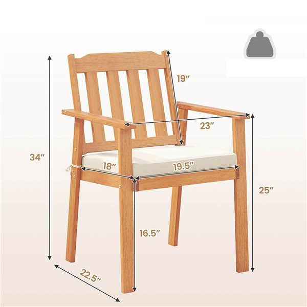 Set of 4 Costway Dining Chairs w/ Slatted Backrest and Removable Seat Cushion - Beige