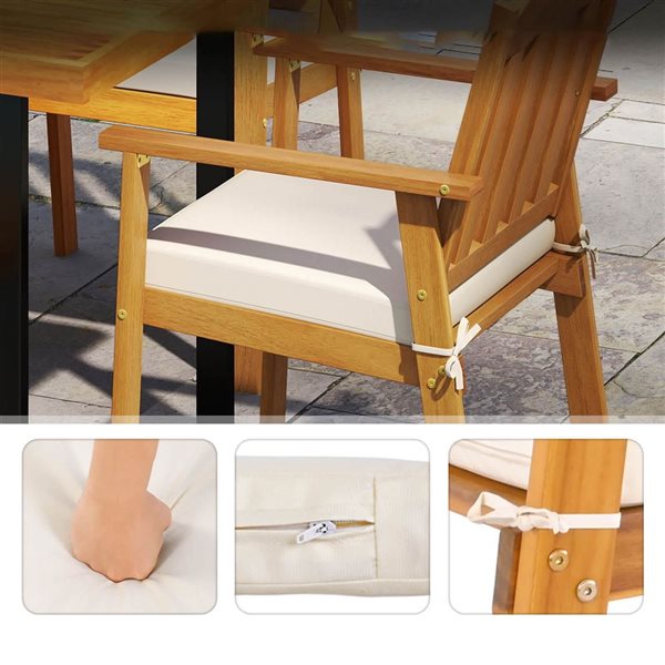 Set of 4 Costway Dining Chairs w/ Slatted Backrest and Removable Seat Cushion - Beige