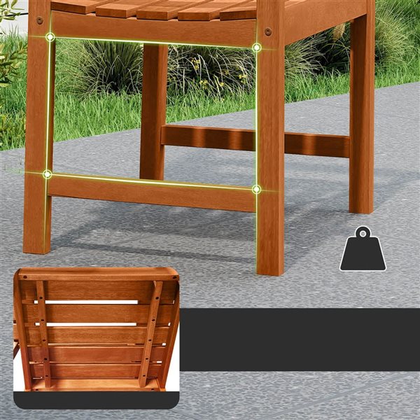 Set of 2 Costway Patio Chairs w/ Backrest and Slatted Seat - Natural