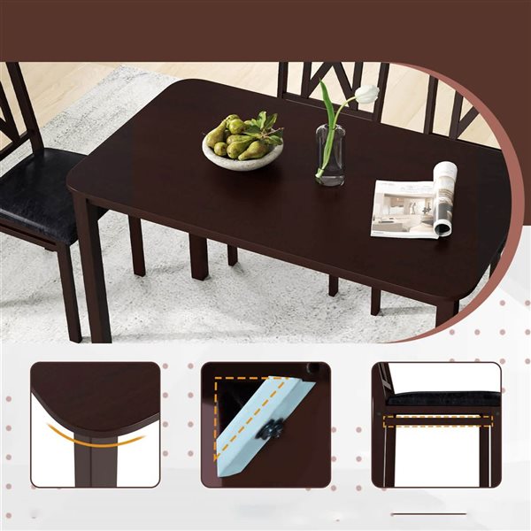 Costway 5‑Piece Dining Table Set for 4 Rectangular Kitchen Table & 4 Chairs Dinette Set