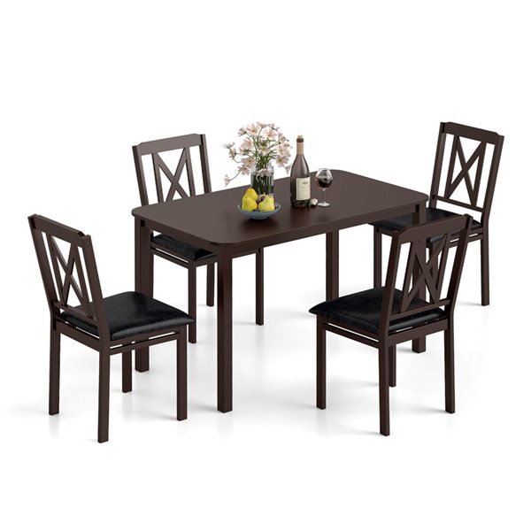 Costway 5‑Piece Dining Table Set for 4 Rectangular Kitchen Table & 4 Chairs Dinette Set