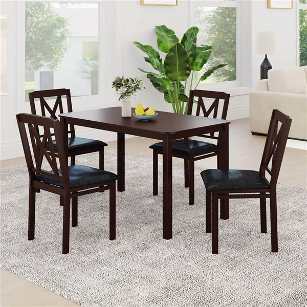 Costway 5‑Piece Dining Table Set for 4 Rectangular Kitchen Table & 4 Chairs Dinette Set