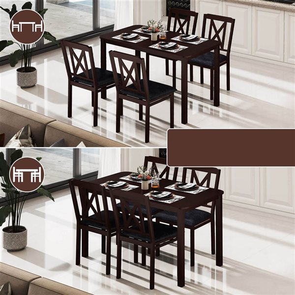 Costway 5‑Piece Dining Table Set for 4 Rectangular Kitchen Table & 4 Chairs Dinette Set