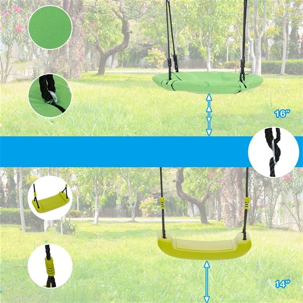 Costway Metal 2-Height Adjustable Swing Set with Basketball Hoop