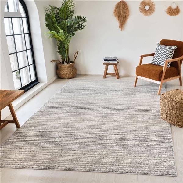 Rug Branch Jules 4-ft x 6-ft Horizontal Pattern Polypropylene Residential Indoor Area Rug - Grey