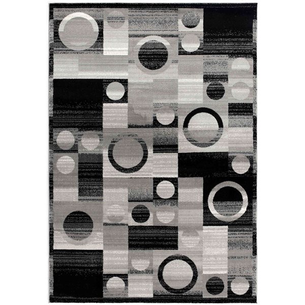 Rug Branch Montage 3-ft x 5-ft Geometric Polypropylene Residential Indoor Doormat - Grey/Black